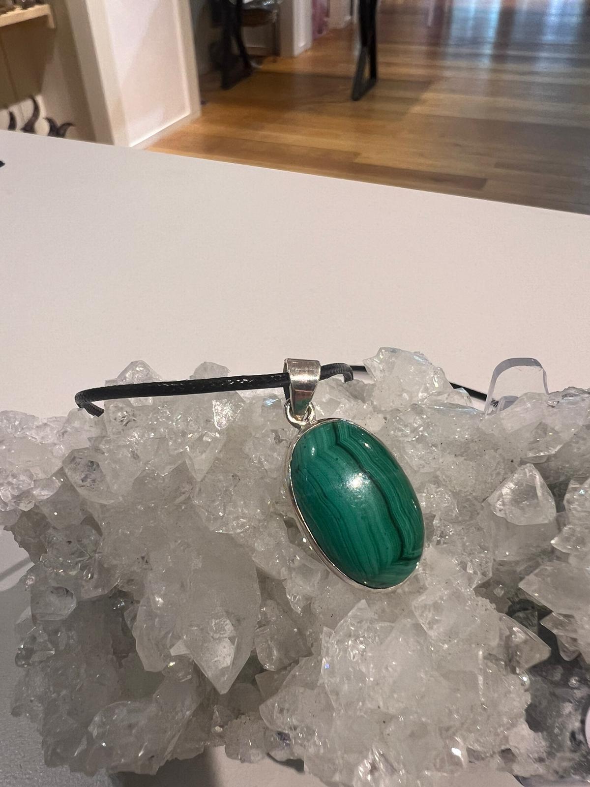 Malachite Pendant Silver - Crystals By Astraea