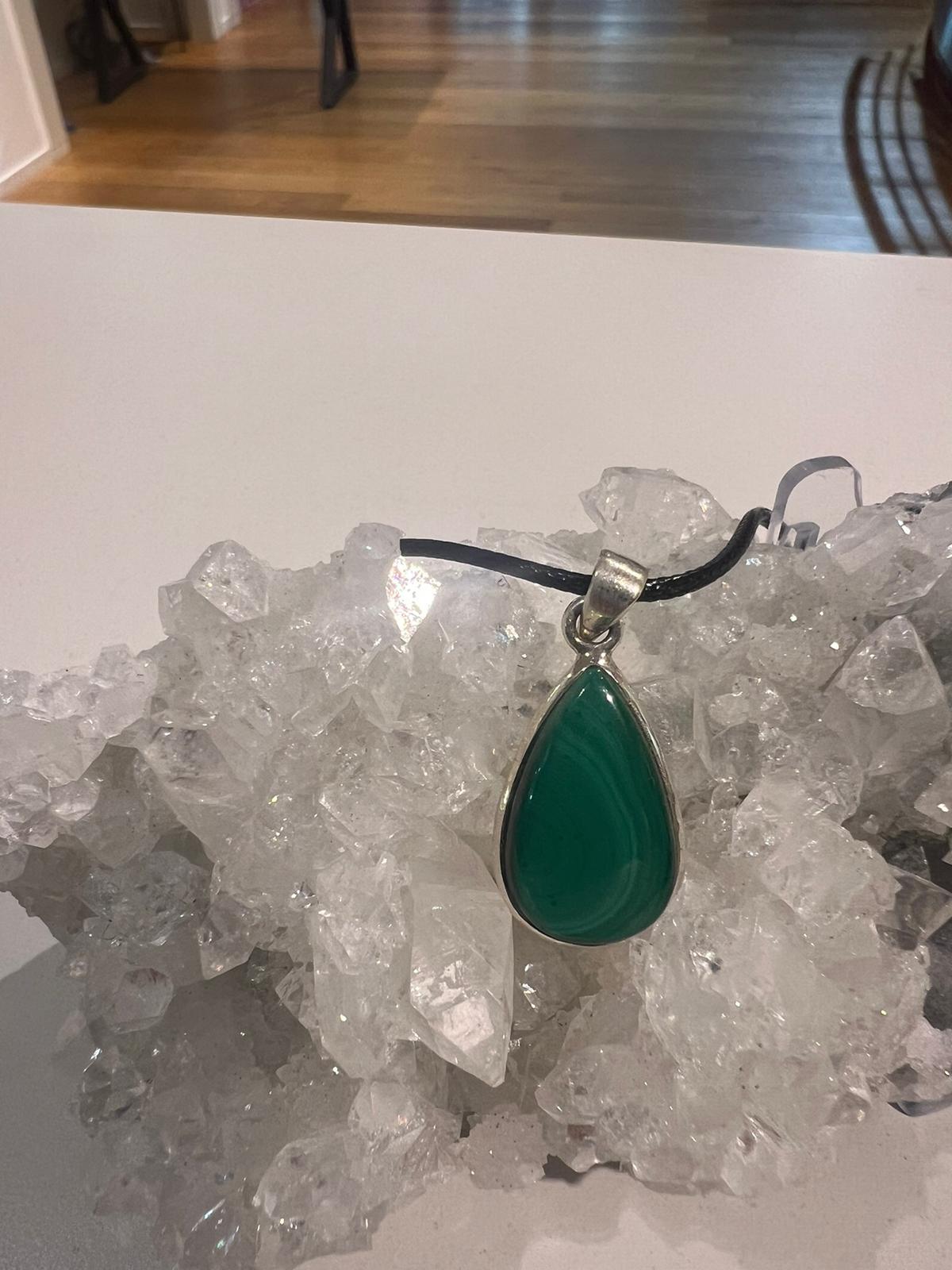Malachite Pendant Silver - Crystals By Astraea
