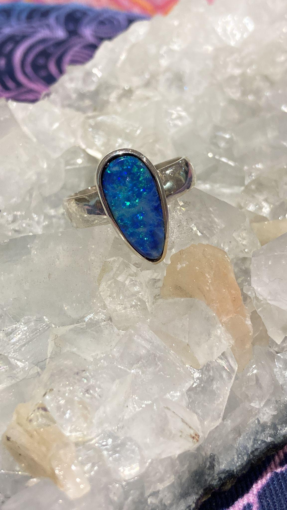 Opal Ring ( Size Q ) - Crystals By Astraea