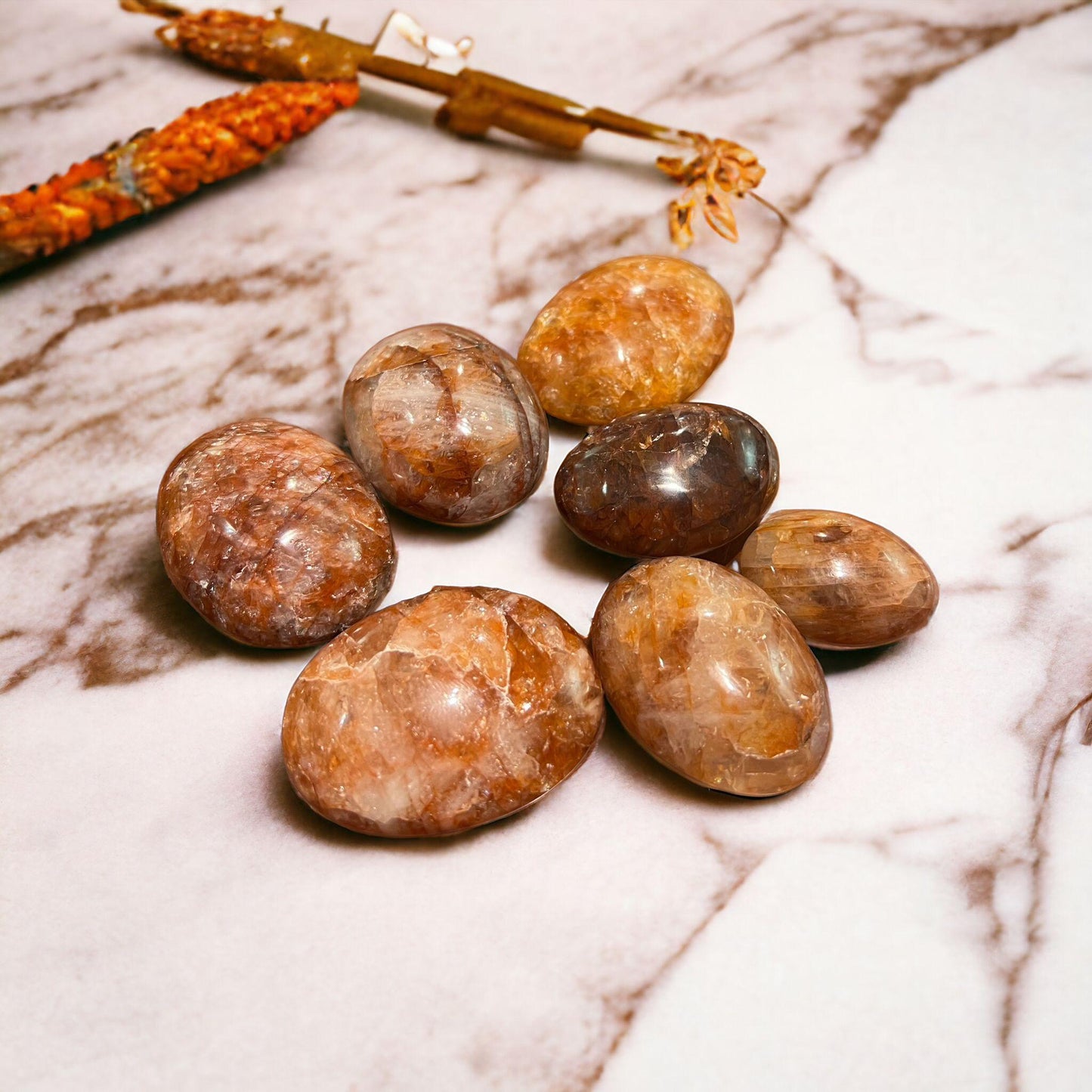 Fire Quartz Palm Stone ( Approx 75g ) - Crystals By Astraea