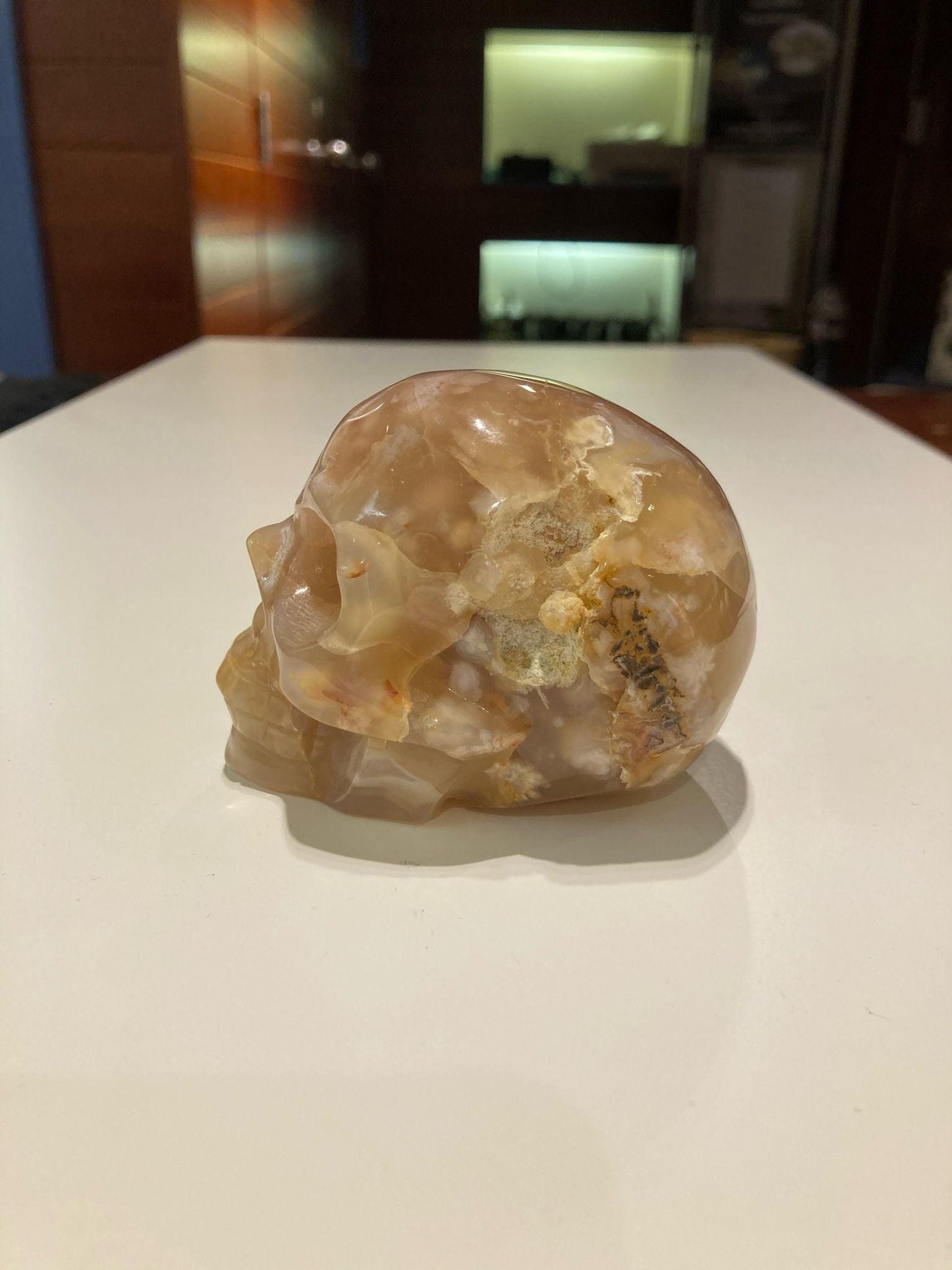 Flower Agate Skull ( 365g ) - Crystals By Astraea