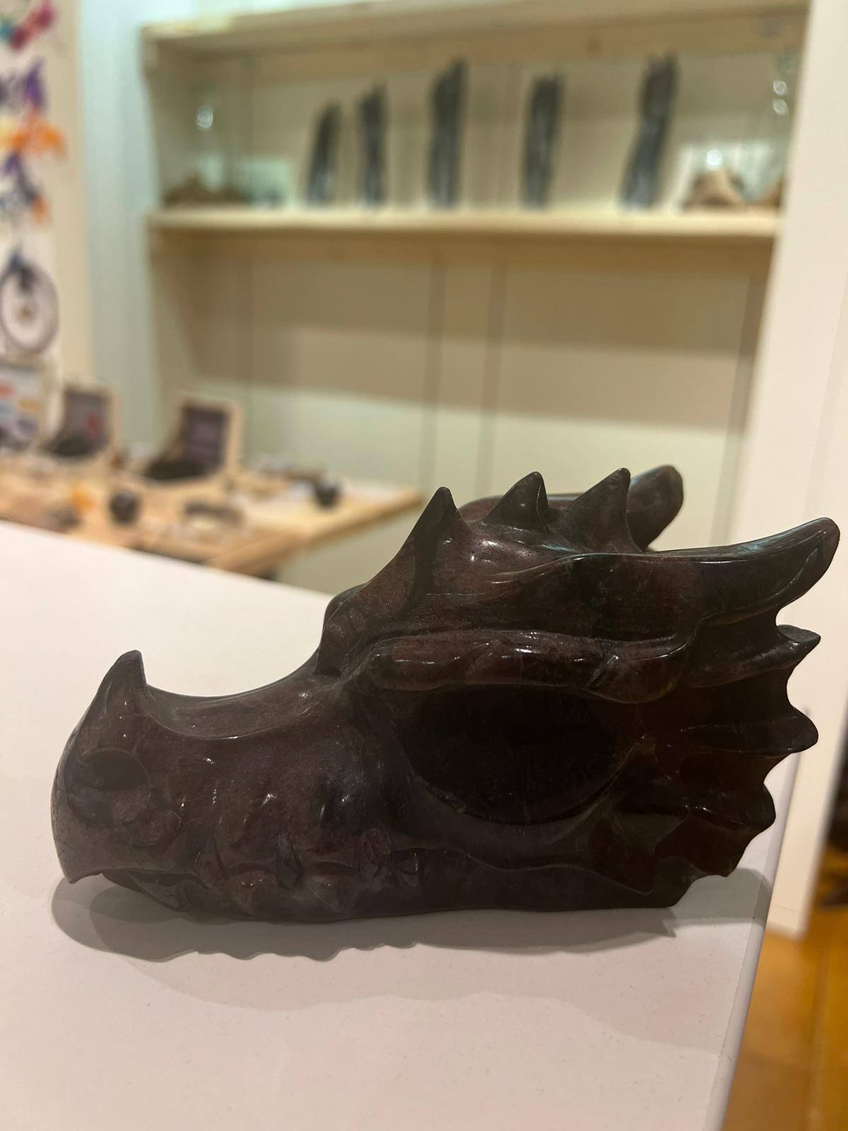 Garnet & Arfvedsonite Dragon Head ( 951g ) - Crystals By Astraea