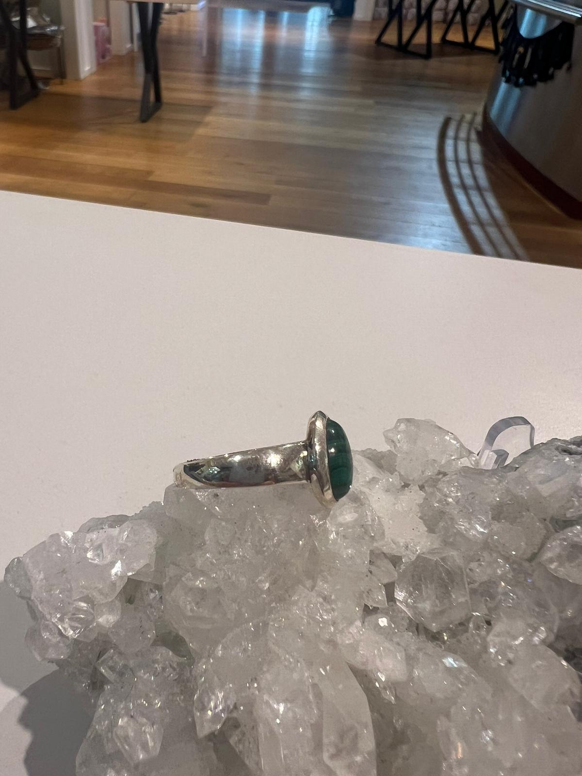 Malachite Ring Size Q Silver - Crystals By Astraea