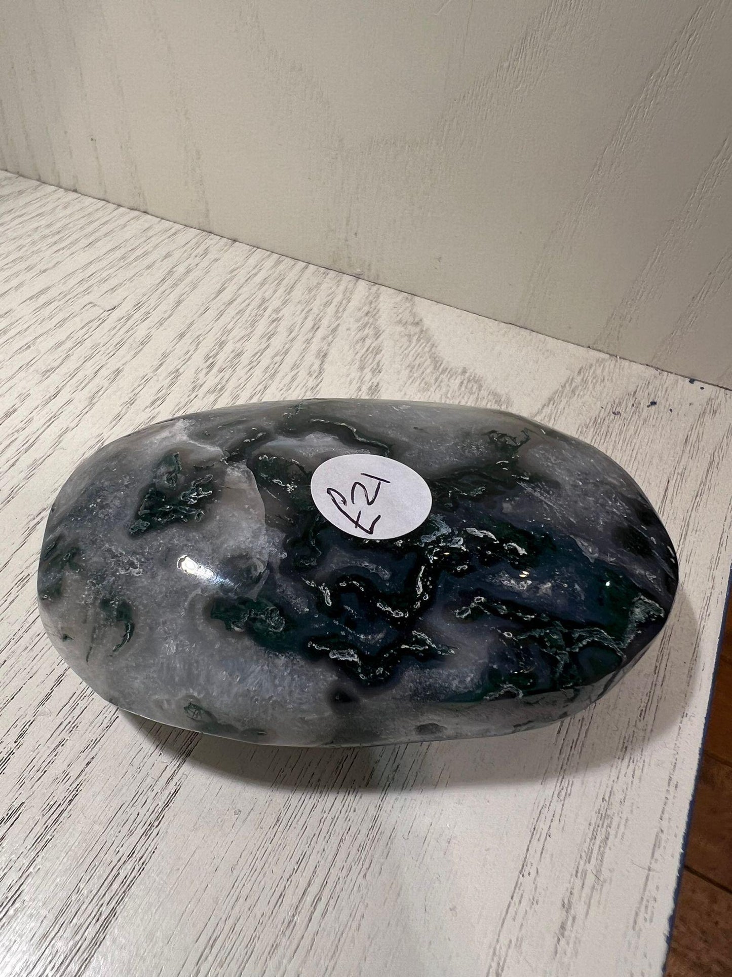 Moss Agate Palm Stone ( 148g ) - Crystals By Astraea