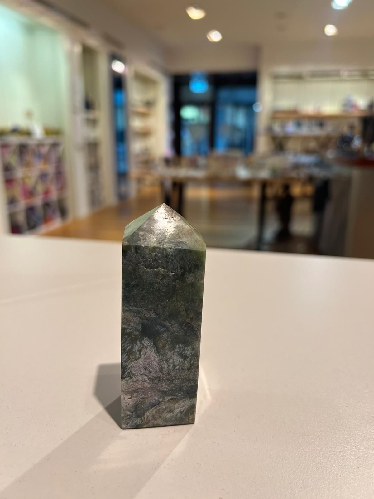 Moss Agate Tower ( 147g ) - Crystals By Astraea