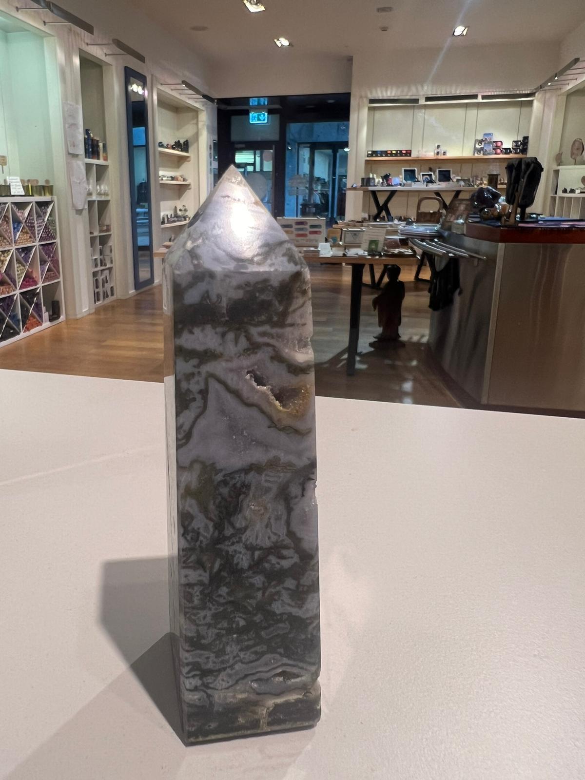 Moss Agate Tower ( 299g ) - Crystals By Astraea