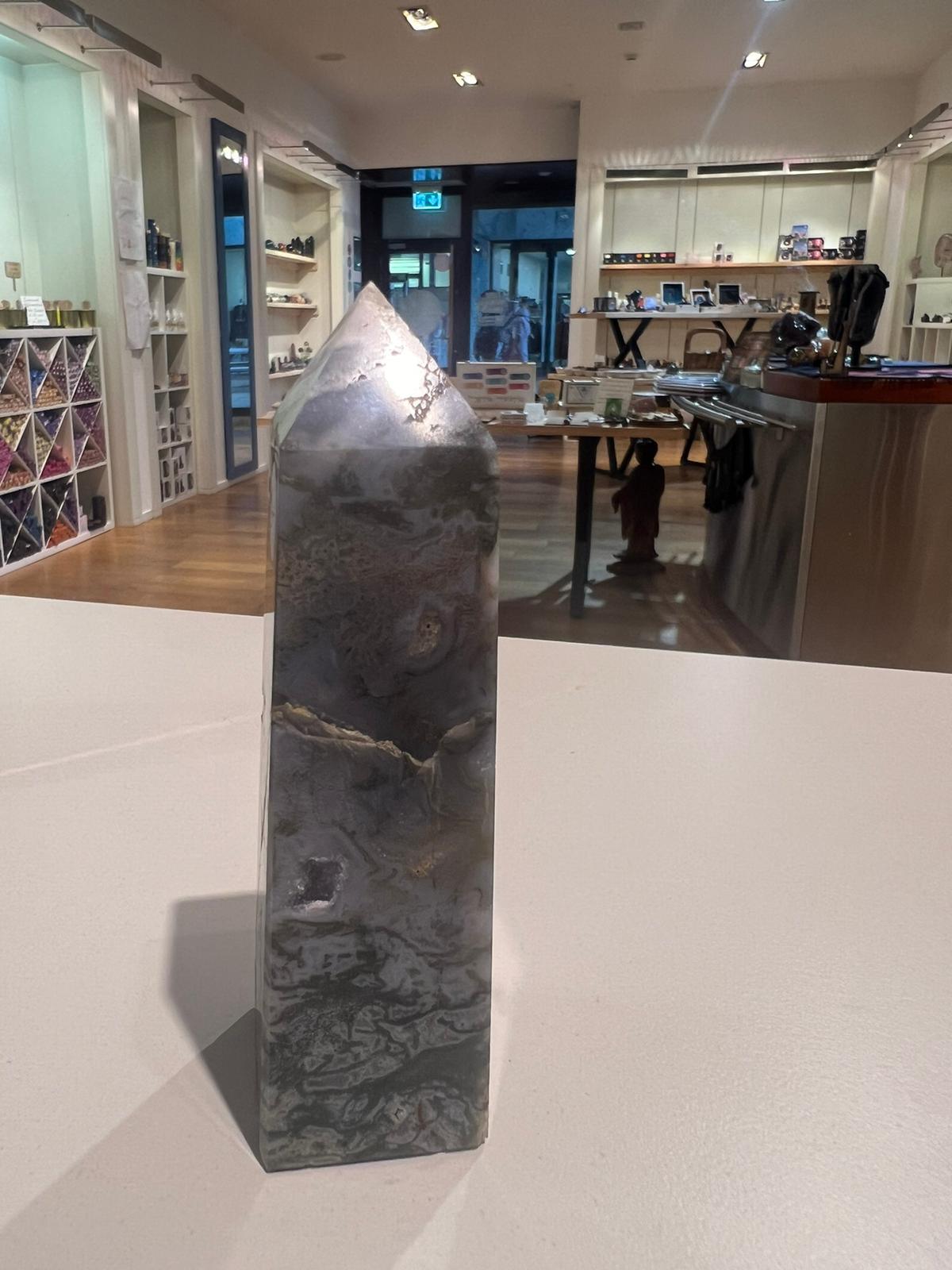 Moss Agate Tower ( 299g ) - Crystals By Astraea