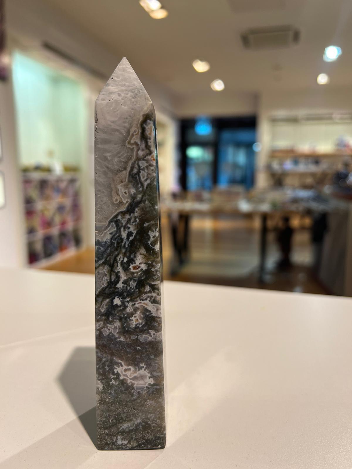 Moss Agate Tower ( 365g ) - Crystals By Astraea