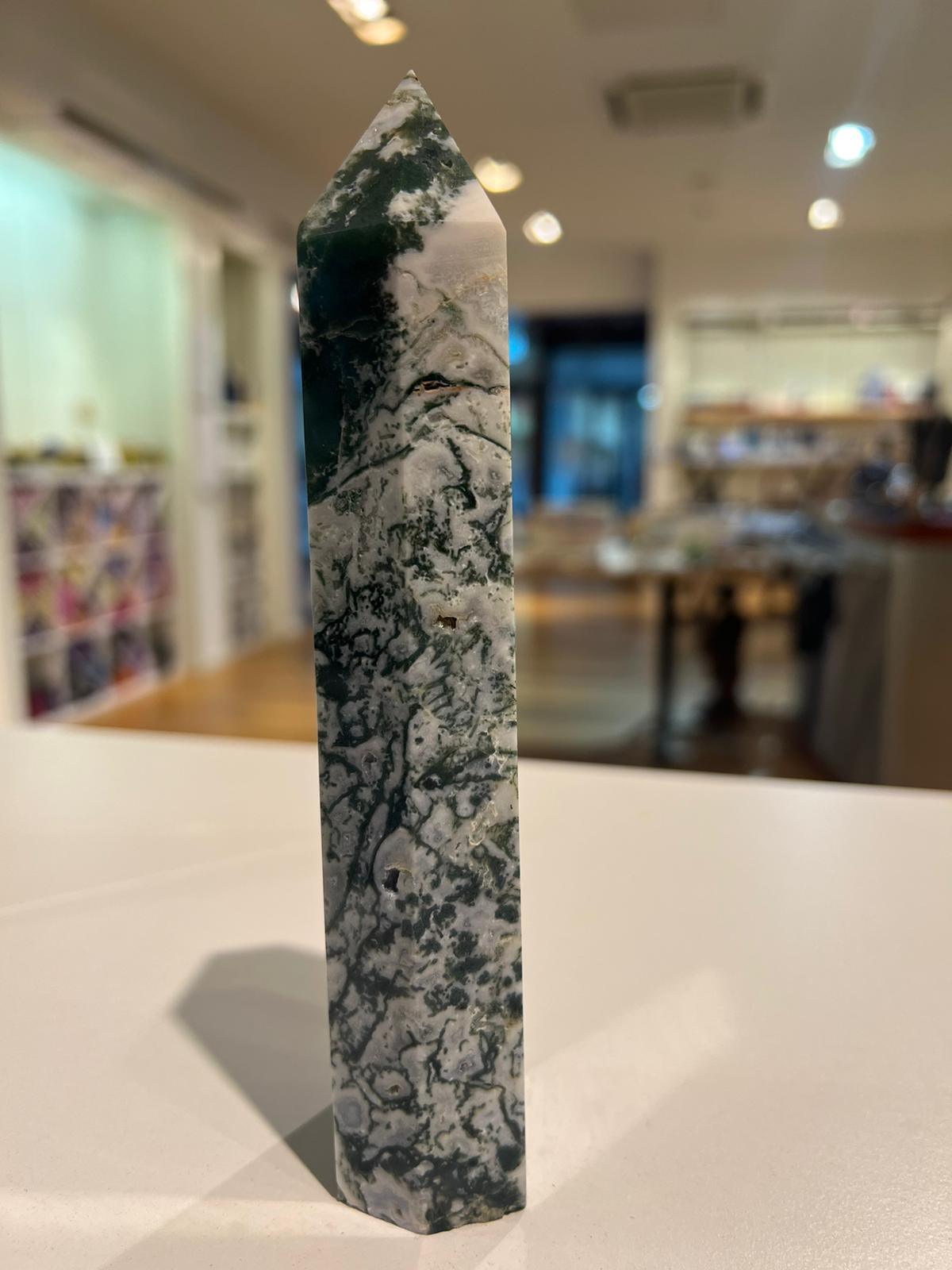 Moss Agate Tower ( 400g ) - Crystals By Astraea