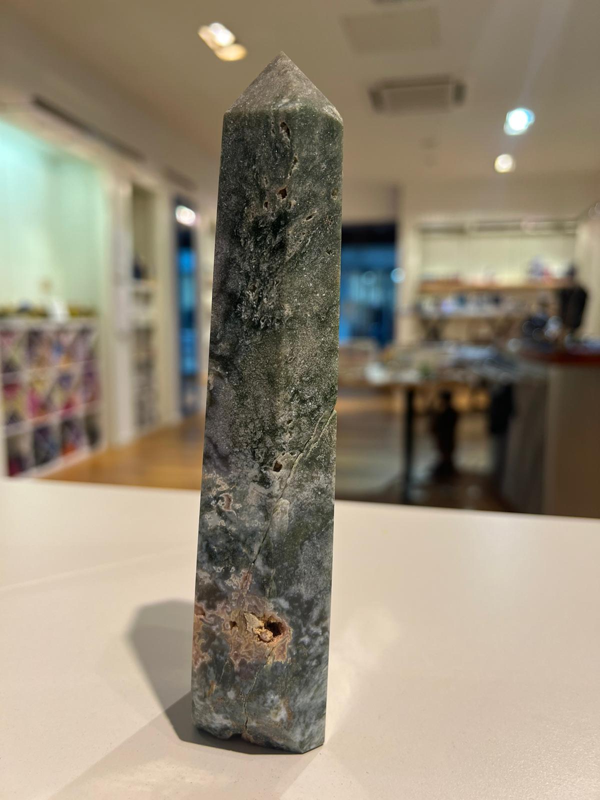 Moss Agate Tower ( 499g ) - Crystals By Astraea