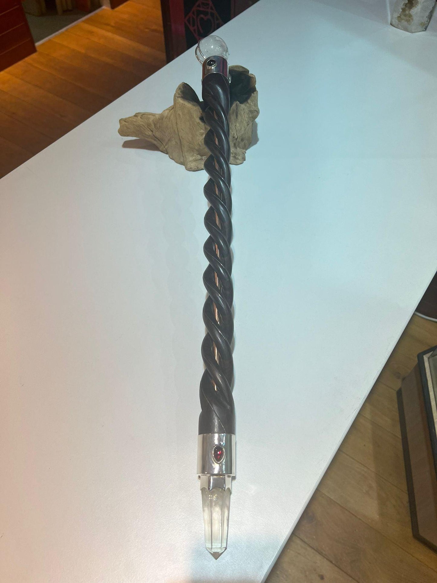 Rosewood & Copper Core Quartz Tip and Sphere - Crystals By Astraea