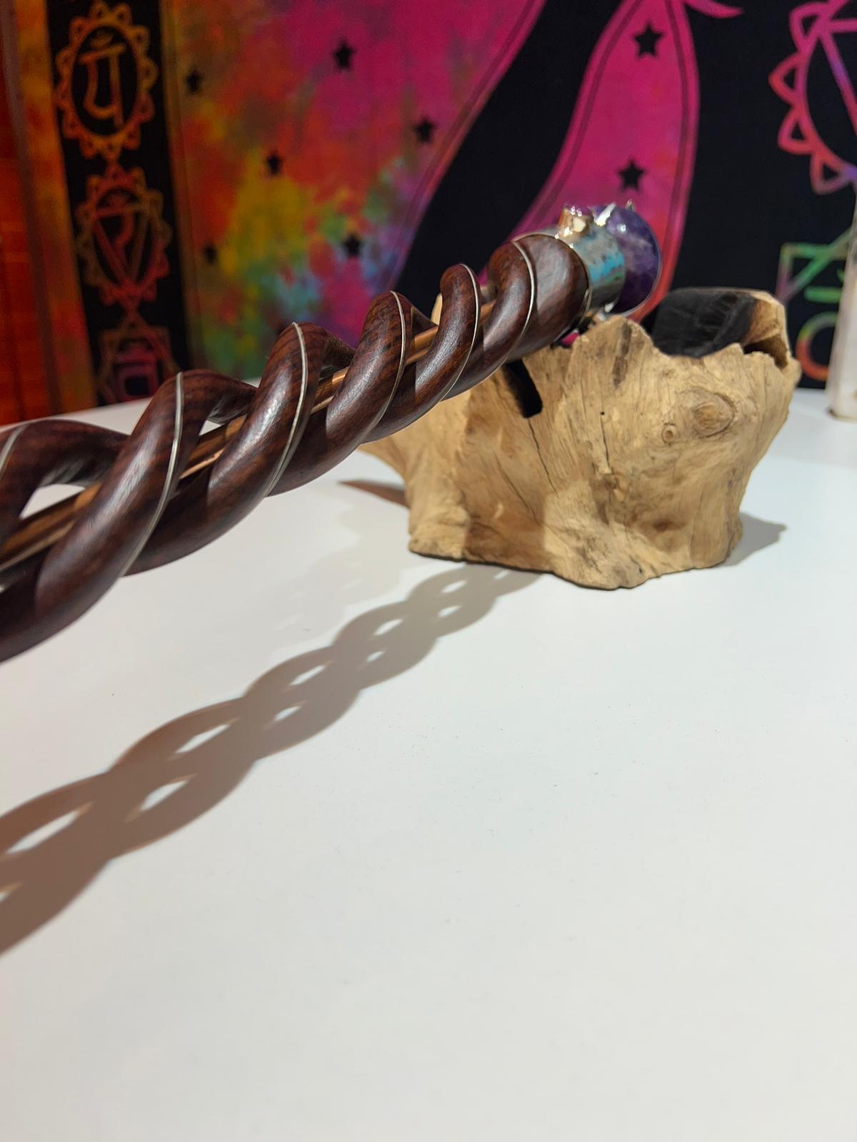 Rosewood & Copper Core Quartz Tip and Sphere - Crystals By Astraea