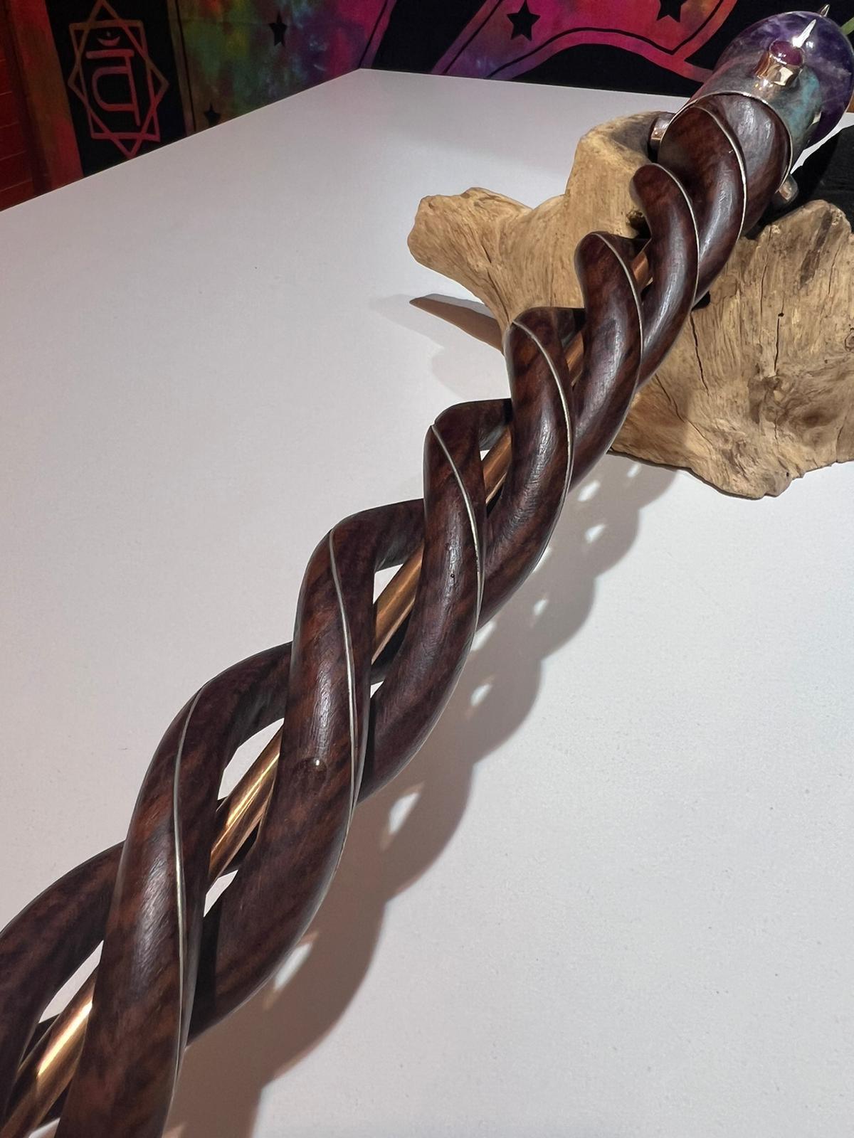 Rosewood & Copper Core Quartz Tip and Sphere - Crystals By Astraea