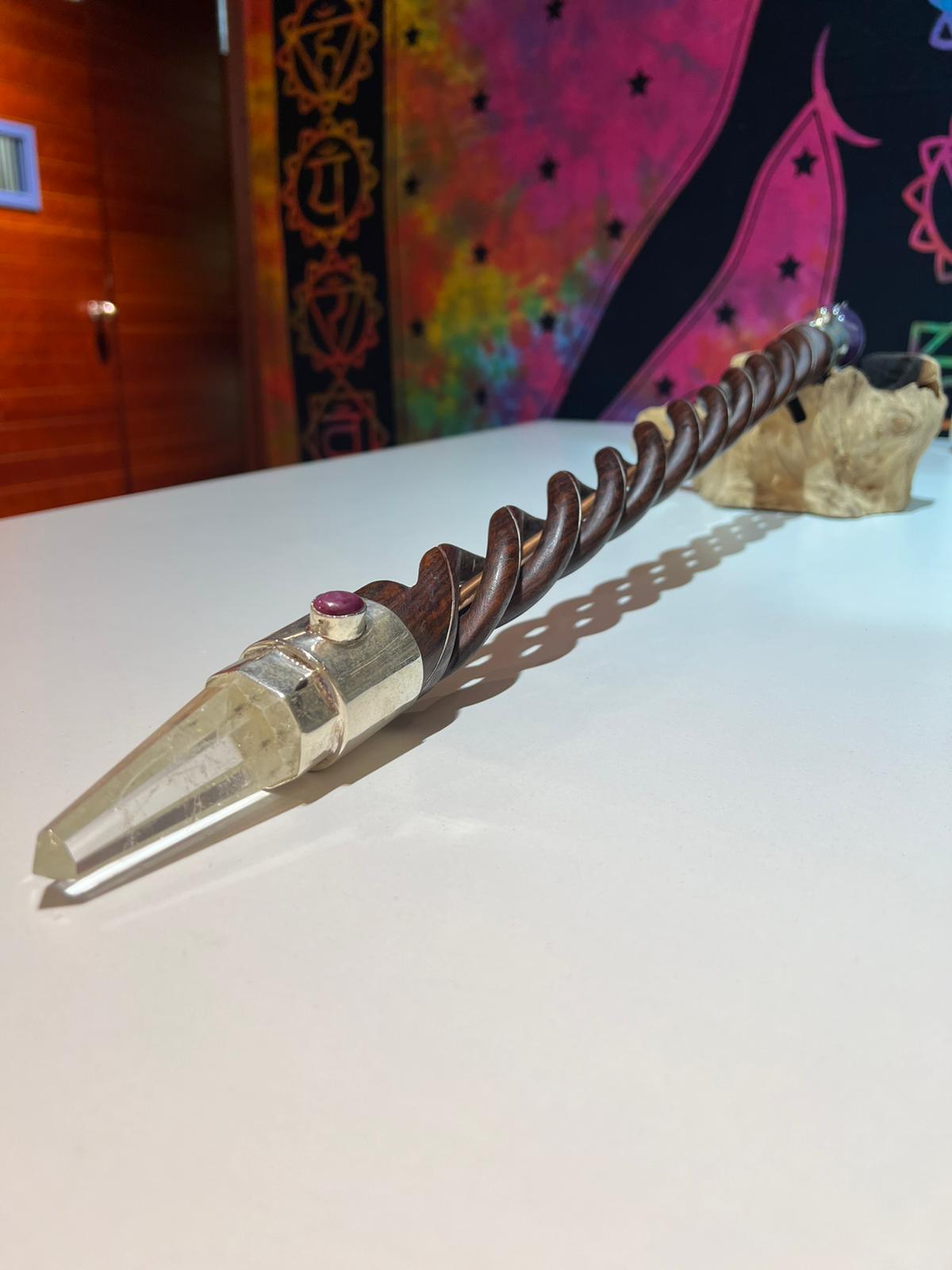 Rosewood & Copper Core Quartz Tip and Sphere - Crystals By Astraea