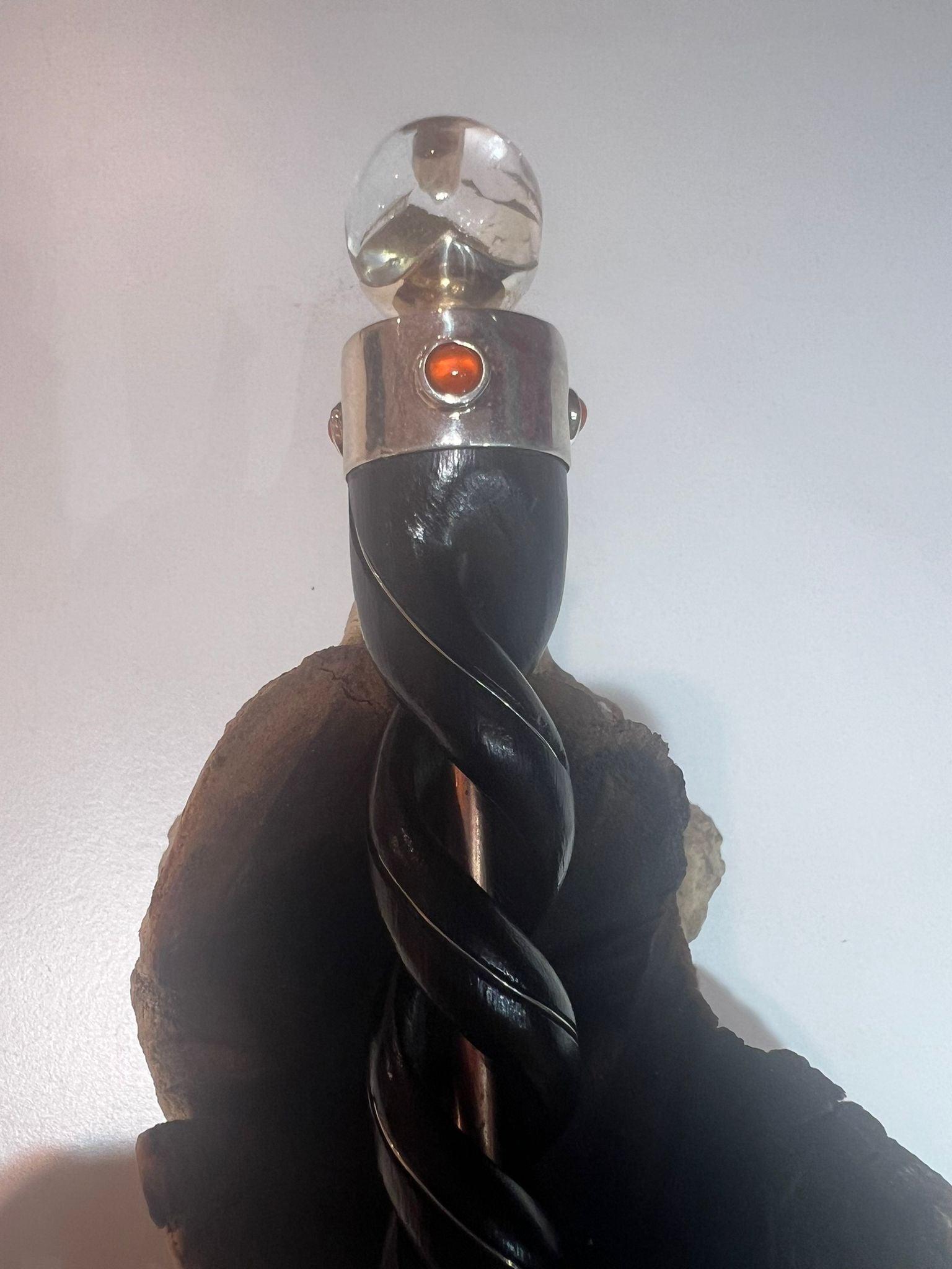 Rosewood & Copper Core Quartz Tip and Sphere - Crystals By Astraea