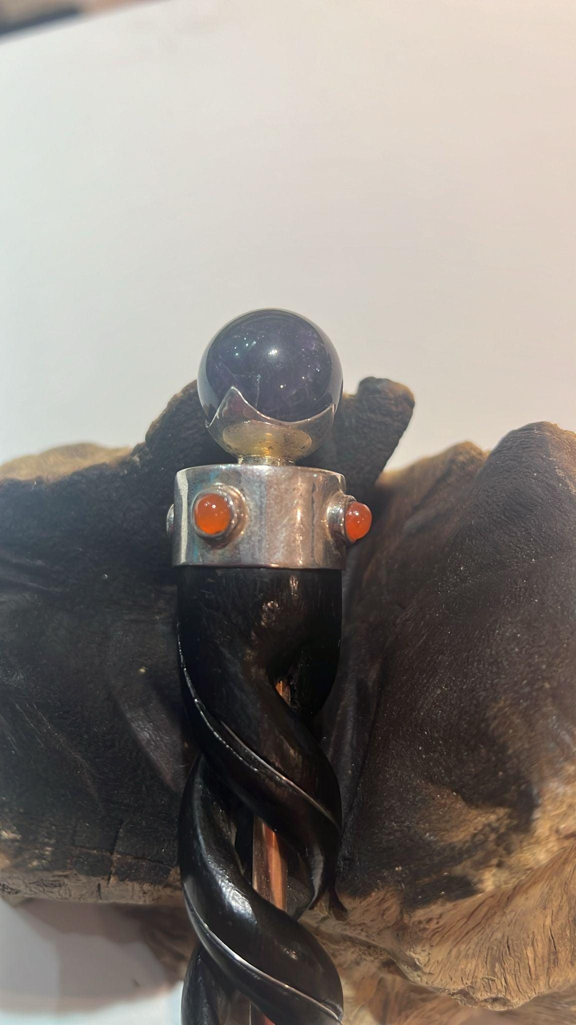 Rosewood & Copper Core Quartz Tip and Sphere - Crystals By Astraea