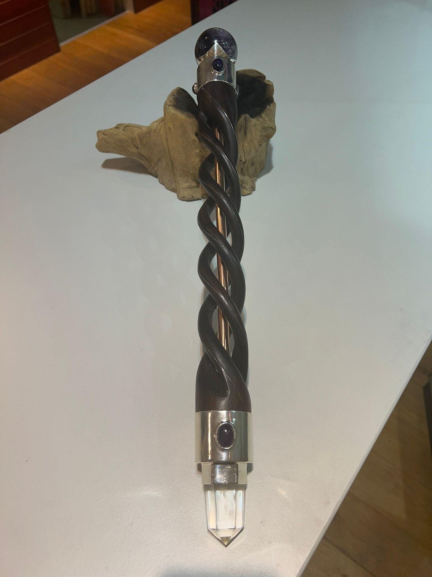 Rosewood & Copper Core Quartz Tip and Sphere - Crystals By Astraea