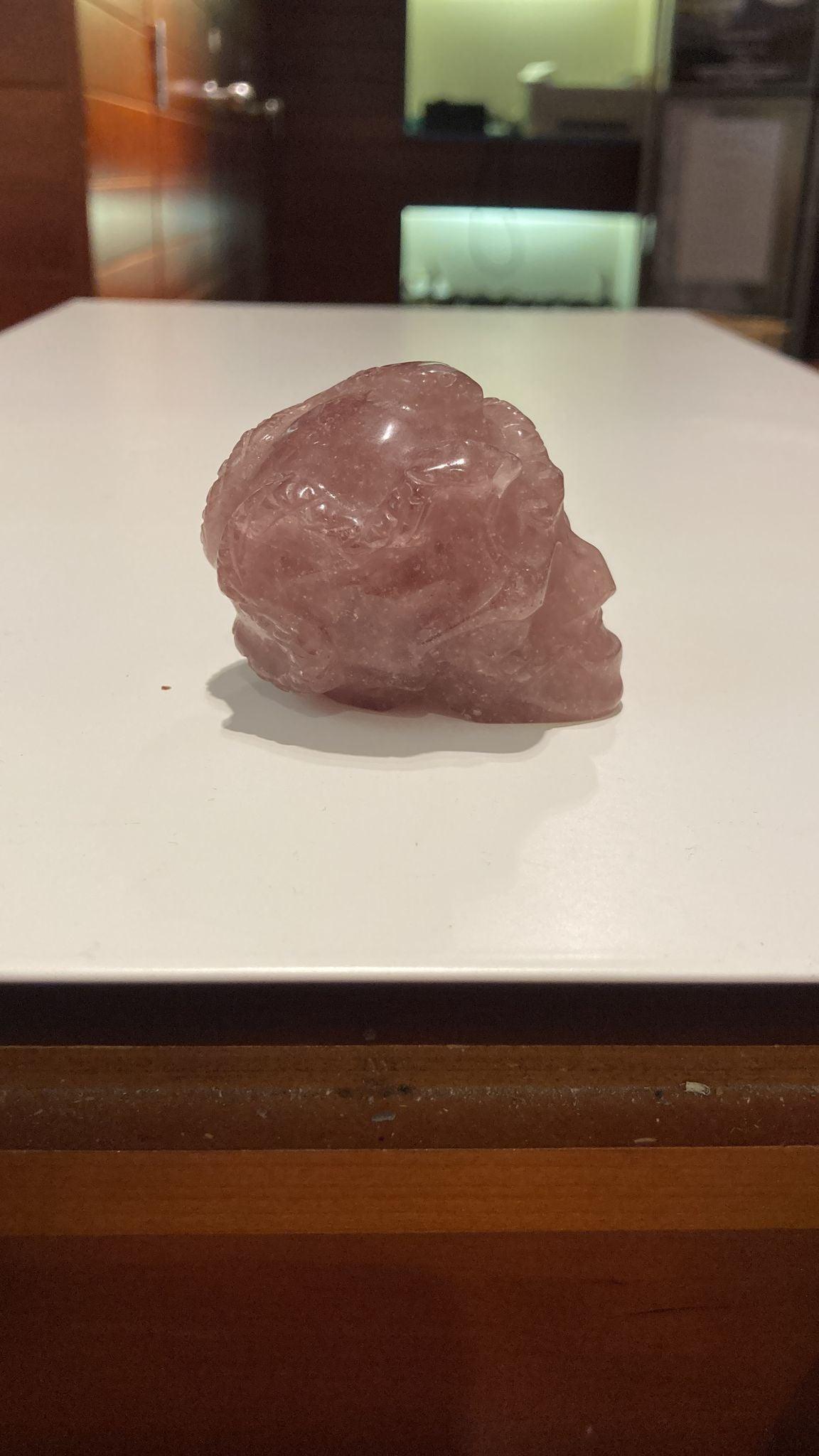 Strawberry Quartz Skull ( 150g ) - Crystals By Astraea
