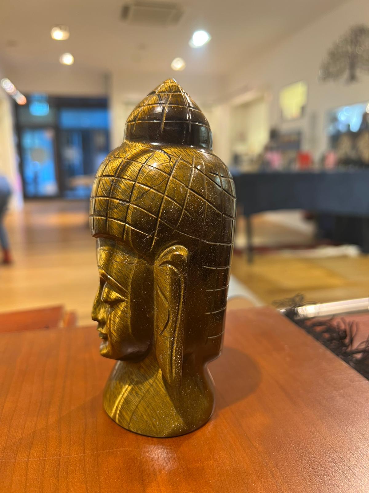 Tigers Eye Hand Carved Buddha Head ( 822g ) - Crystals By Astraea