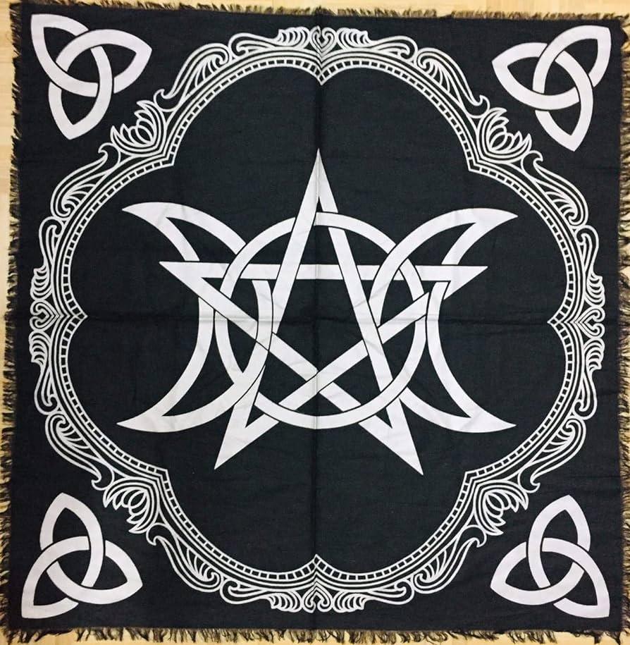 Triple Moon Pentagram Alter Cloth - Crystals By Astraea