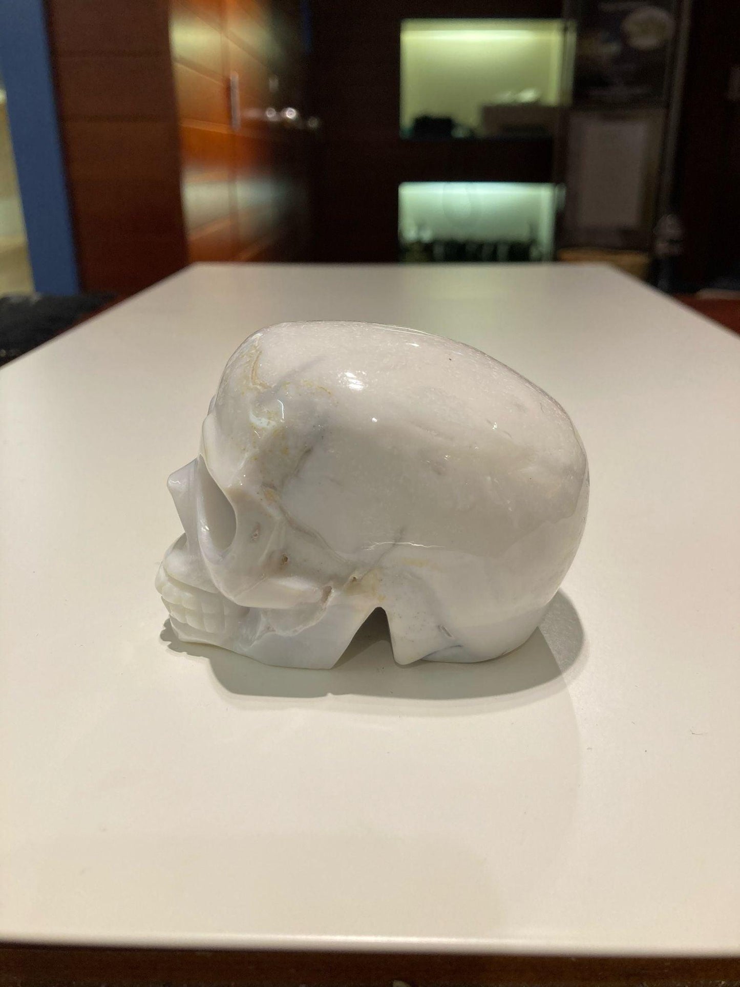 White Agate Skull ( 390g ) - Crystals By Astraea