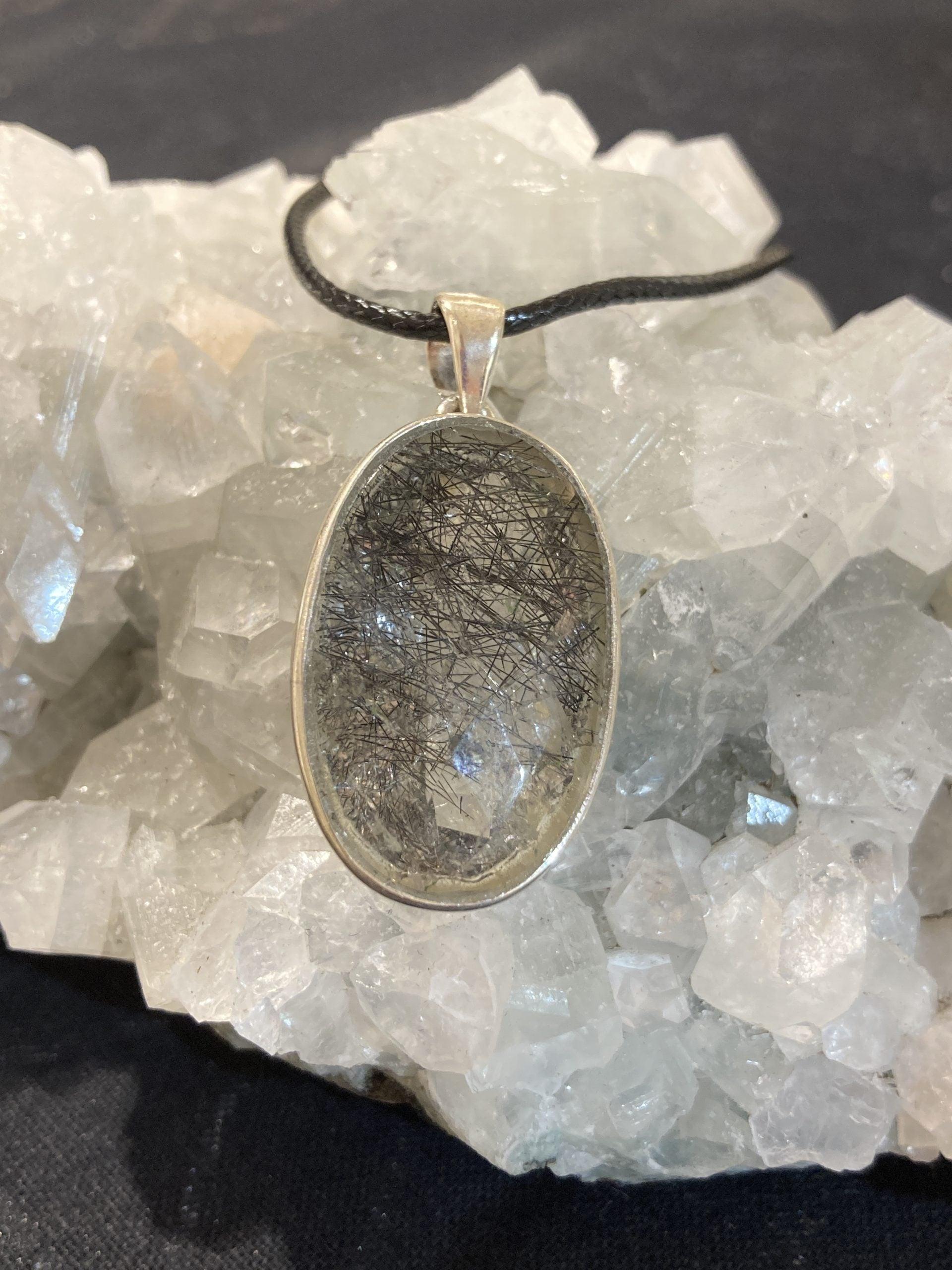 Black Rutile Pendant (Silver) - Crystals By Astraea
