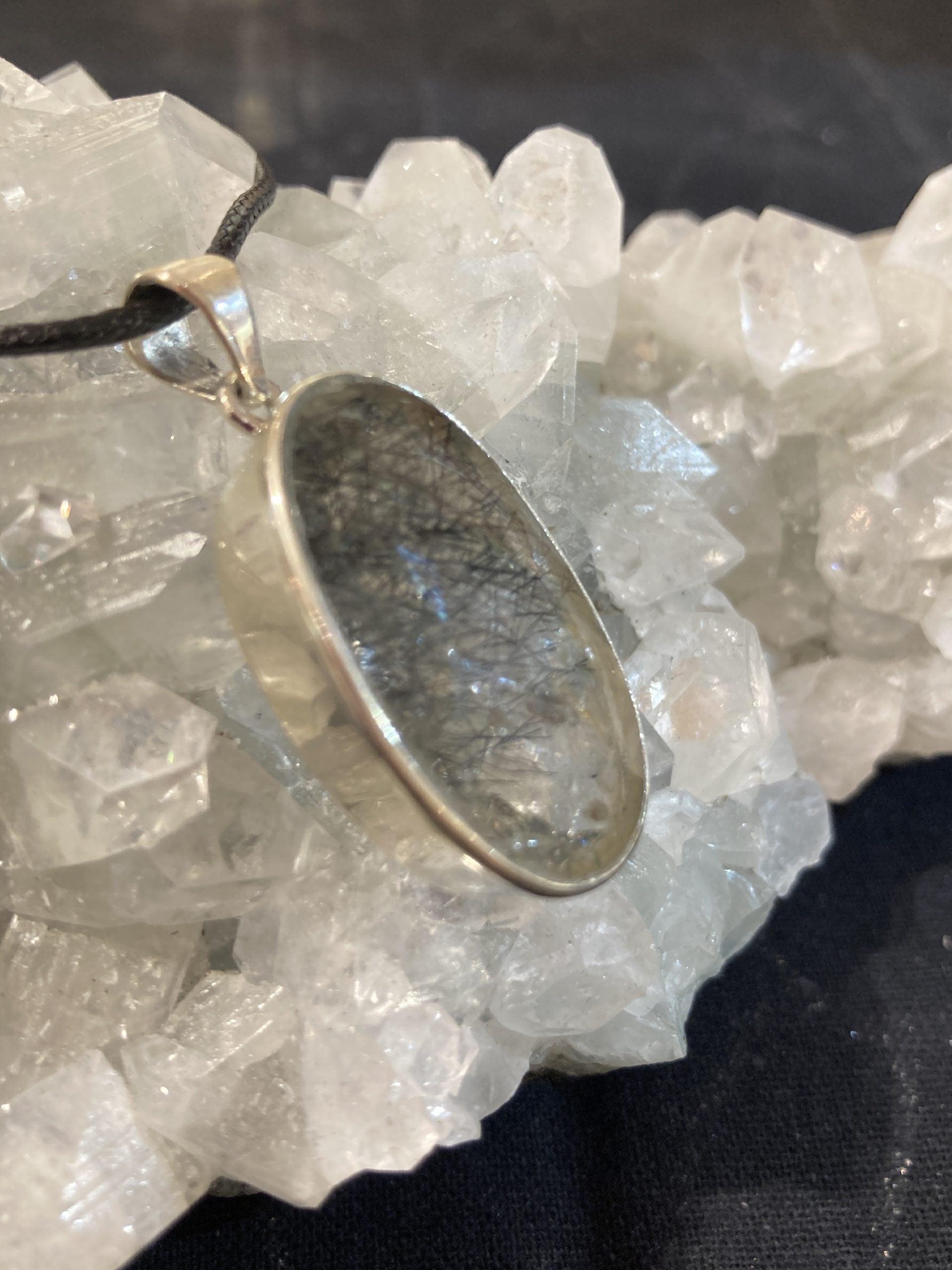 Black Rutile Pendant (Silver) - Crystals By Astraea