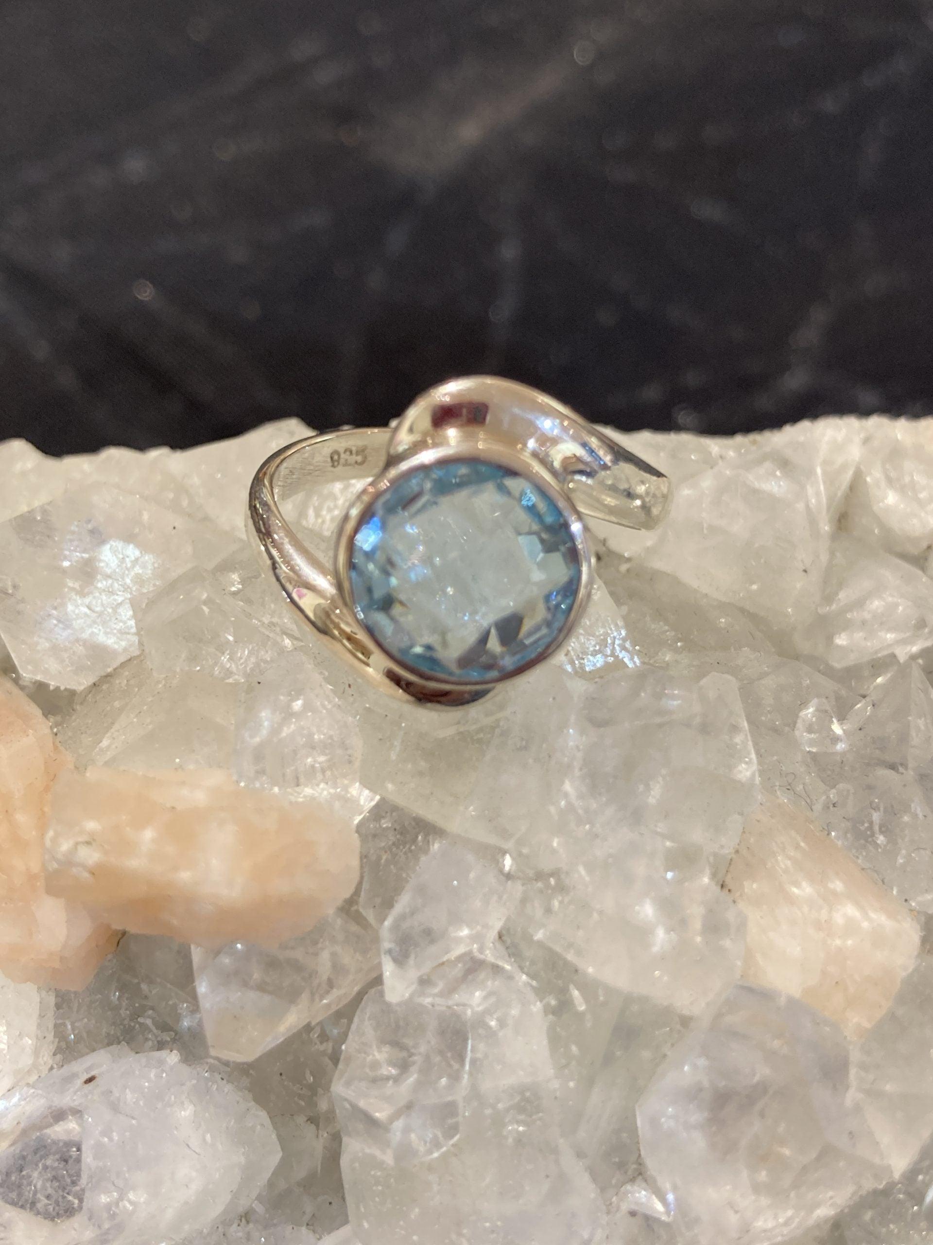 Blue Topaz Ring (Size Q) (Silver) - Crystals By Astraea