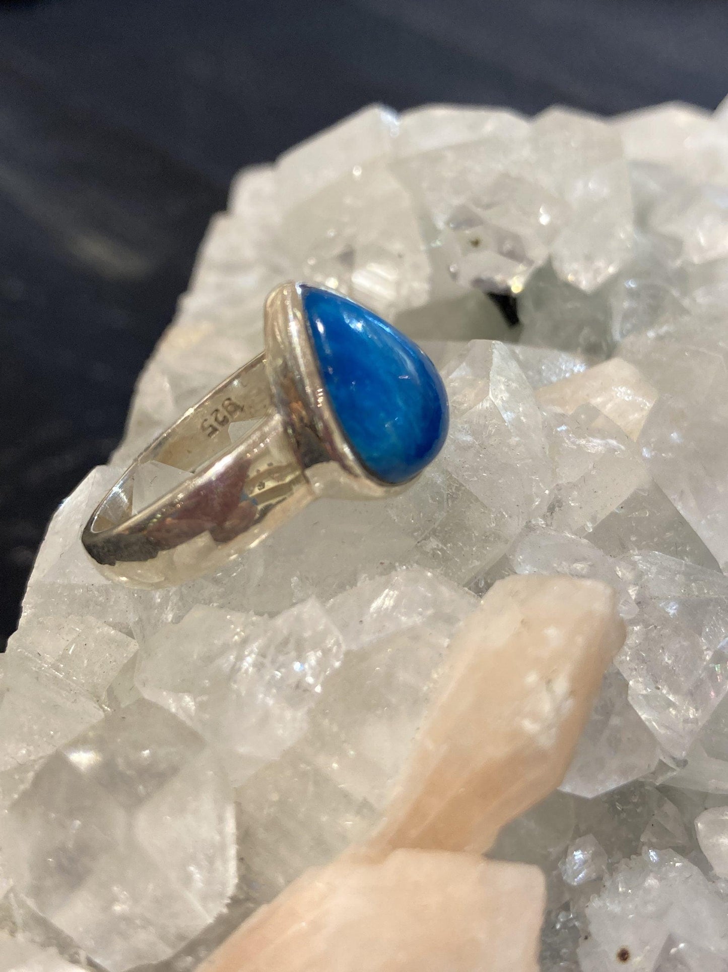 Cavensite Ring (Size O) (Silver) - Crystals By Astraea