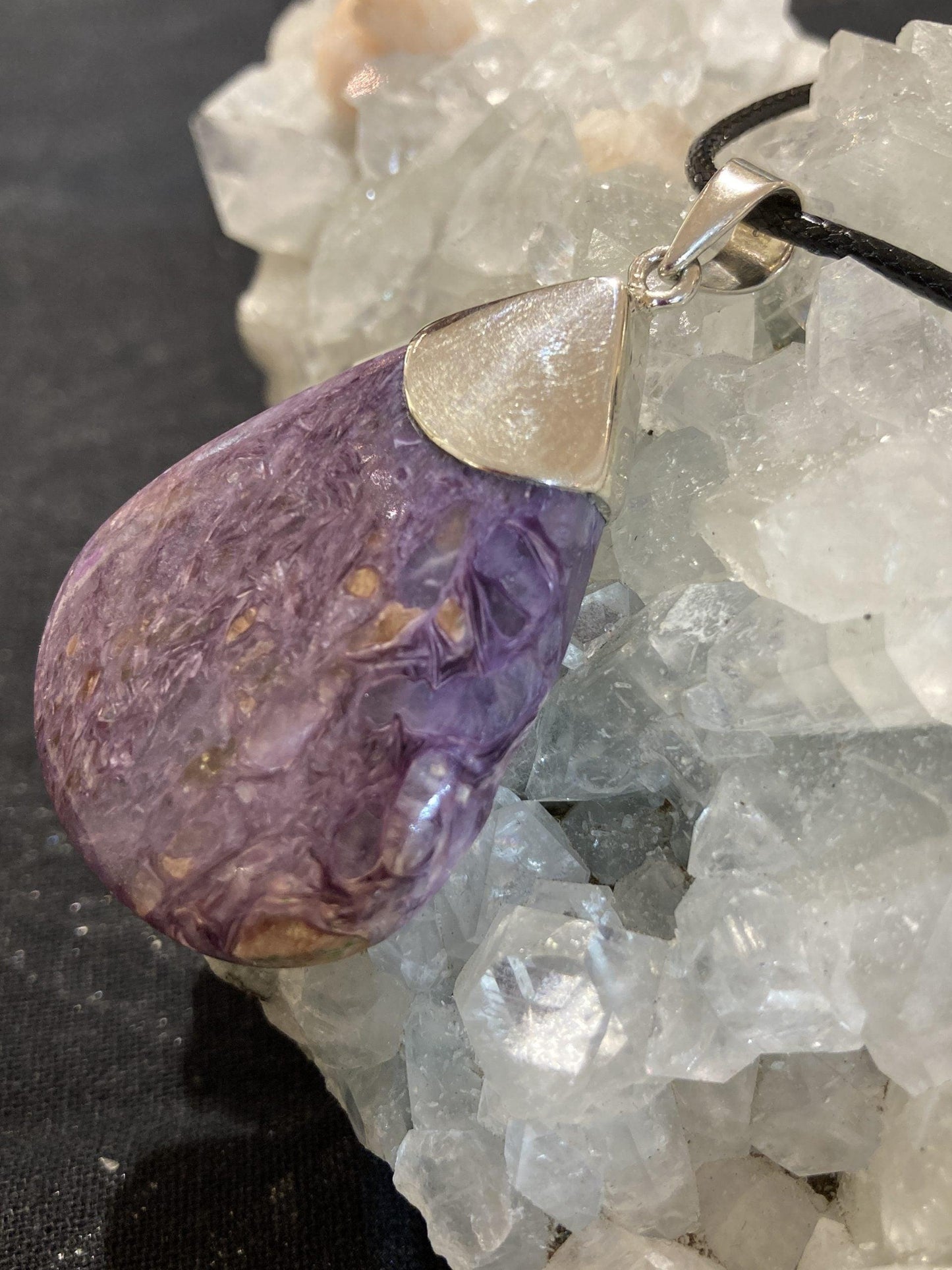 Charoite Pendant (Silver) - Crystals By Astraea