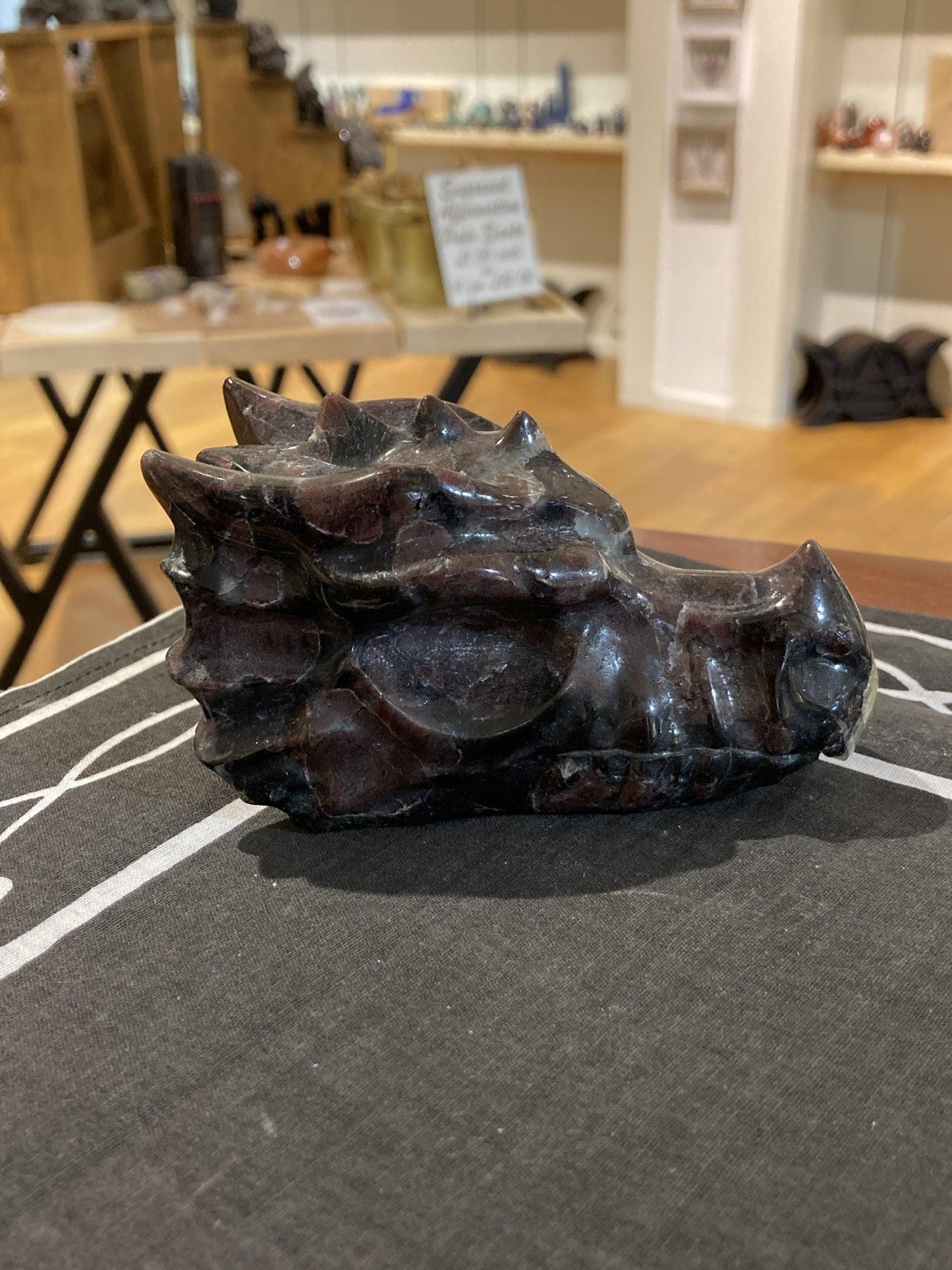 Garnet & Arfvedsonite Dragon Head (545g) - Crystals By Astraea