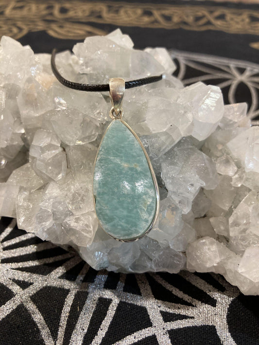 Amazonite Raw Pendant (Silver) - Crystals By Astraea