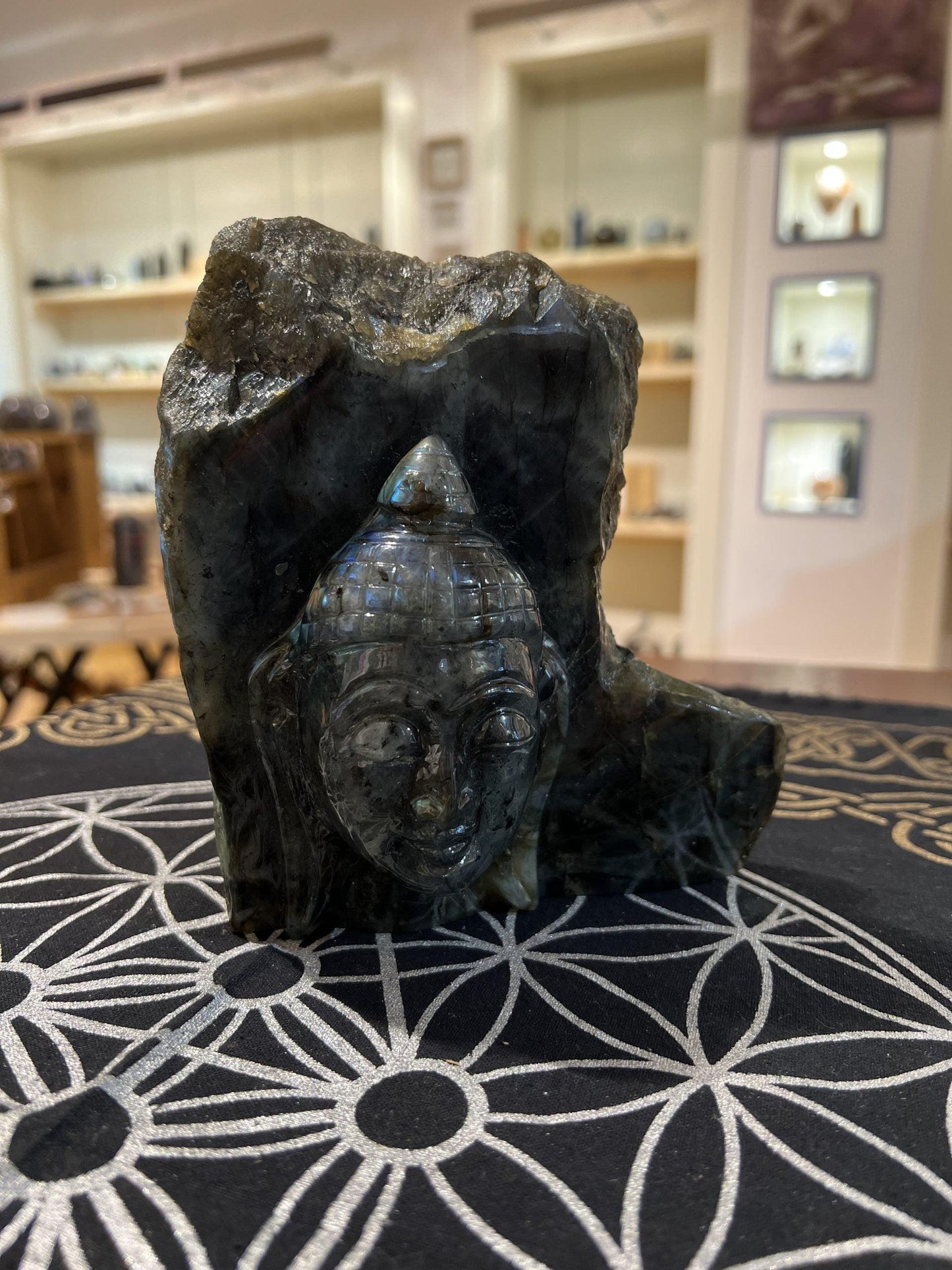 Labradorite Hand Carved Buddha Head (1.75kg ) - Crystals By Astraea