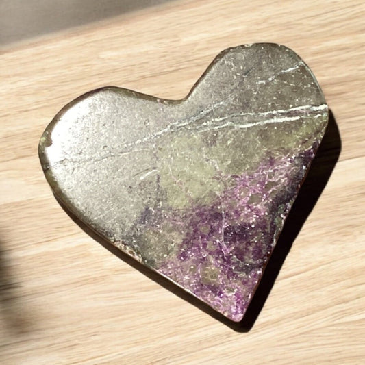 Atlantisite Heart Crystal - Beautiful Green and Purple Stone for Love, Harmony, and Spiritual Connection