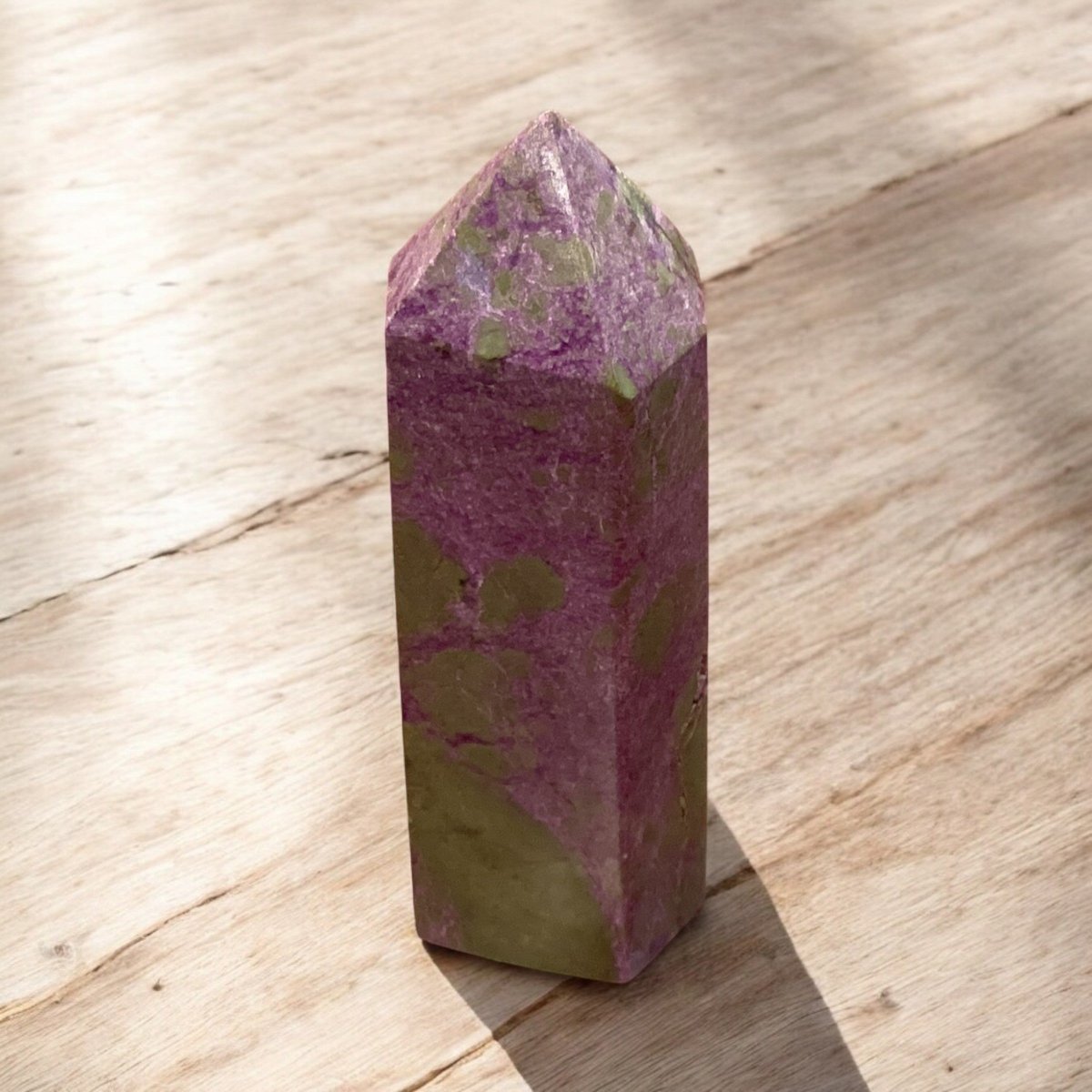 Vibrant Green and Purple Crystal for Chakra Alignment and Stress Relief