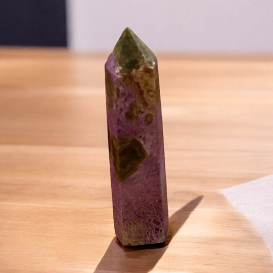 Atlantisite Energy Tower - Vibrant Green and Purple Crystal for Chakra Alignment and Stress Relief