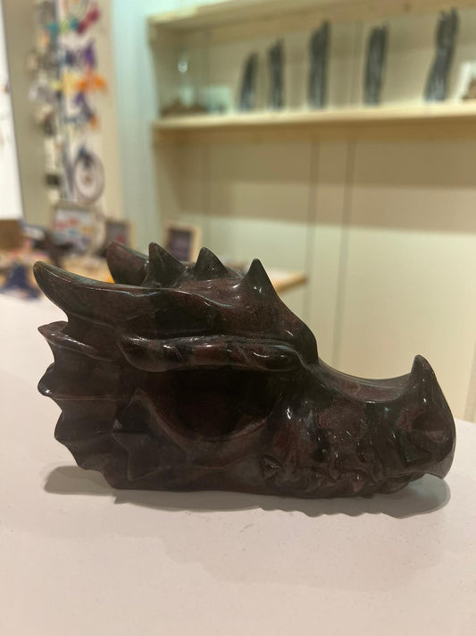 Garnet & Arfvedsonite Dragon Head ( 951g )