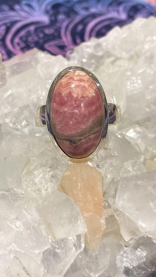 Rhodochrosite Ring ( Size Q ) - Crystals By Astraea