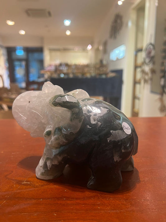 Discover the Natural Beauty of Moss Agate Elephant