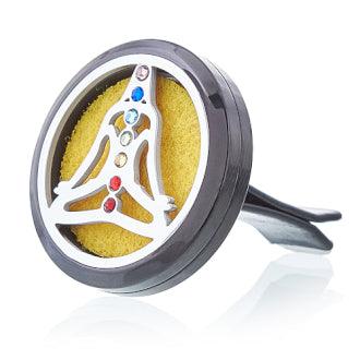 Car Diffuser Kit - Pewter Yoga Chakra - 30mm - Crystals By Astraea