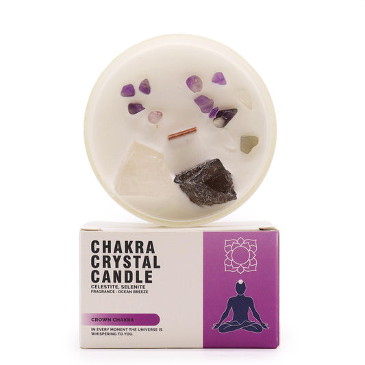 Chakra Crystal Candle - Crown Chakra - Crystals By Astraea