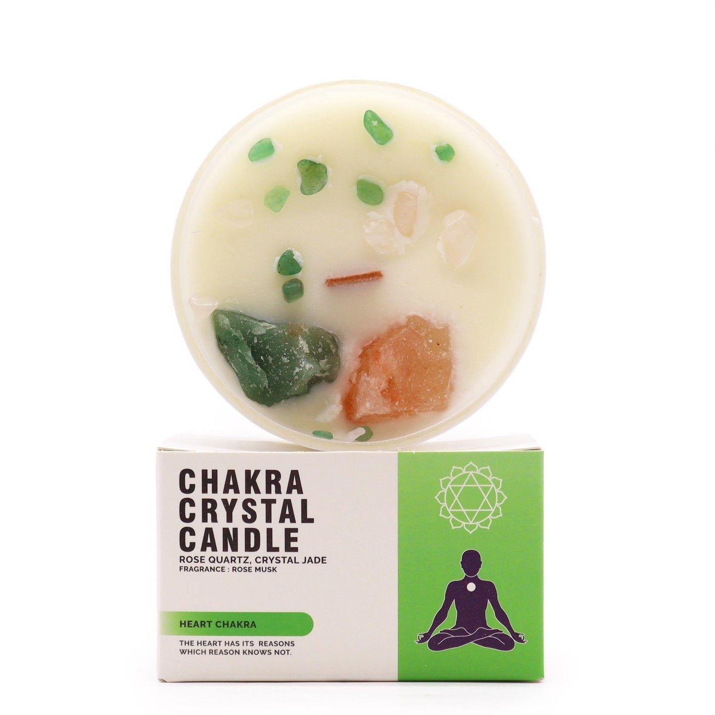 Chakra Crystal Candle - Heart Chakra - Crystals By Astraea