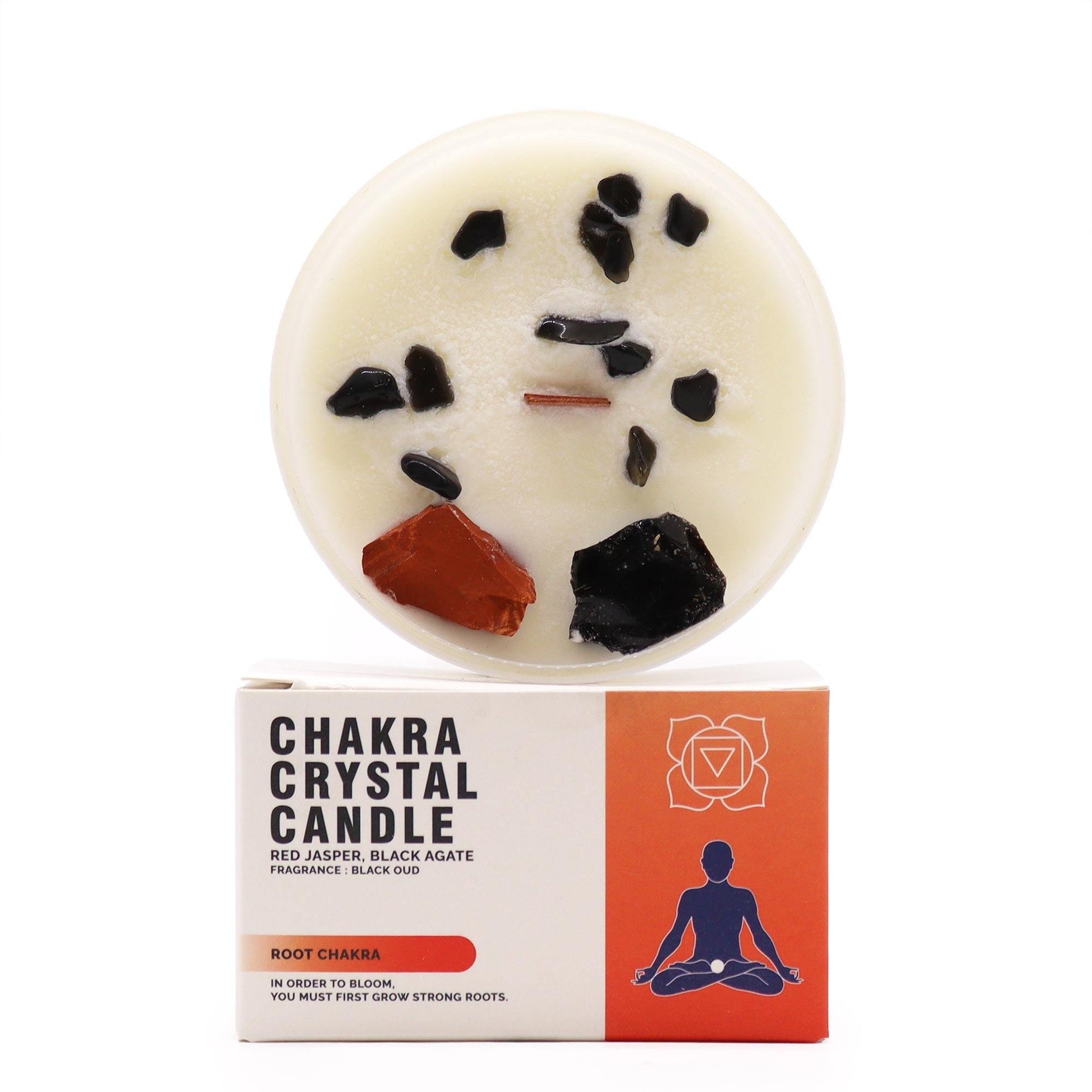 Chakra Crystal Candle - Root Chakra - Crystals By Astraea