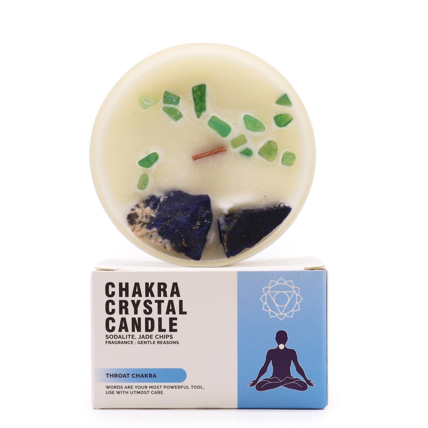 Chakra Crystal Candle - Throat Chakra - Crystals By Astraea