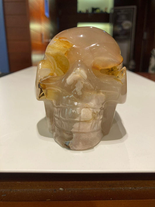 Flower Agate Skull ( 945g ) - Crystals By Astraea