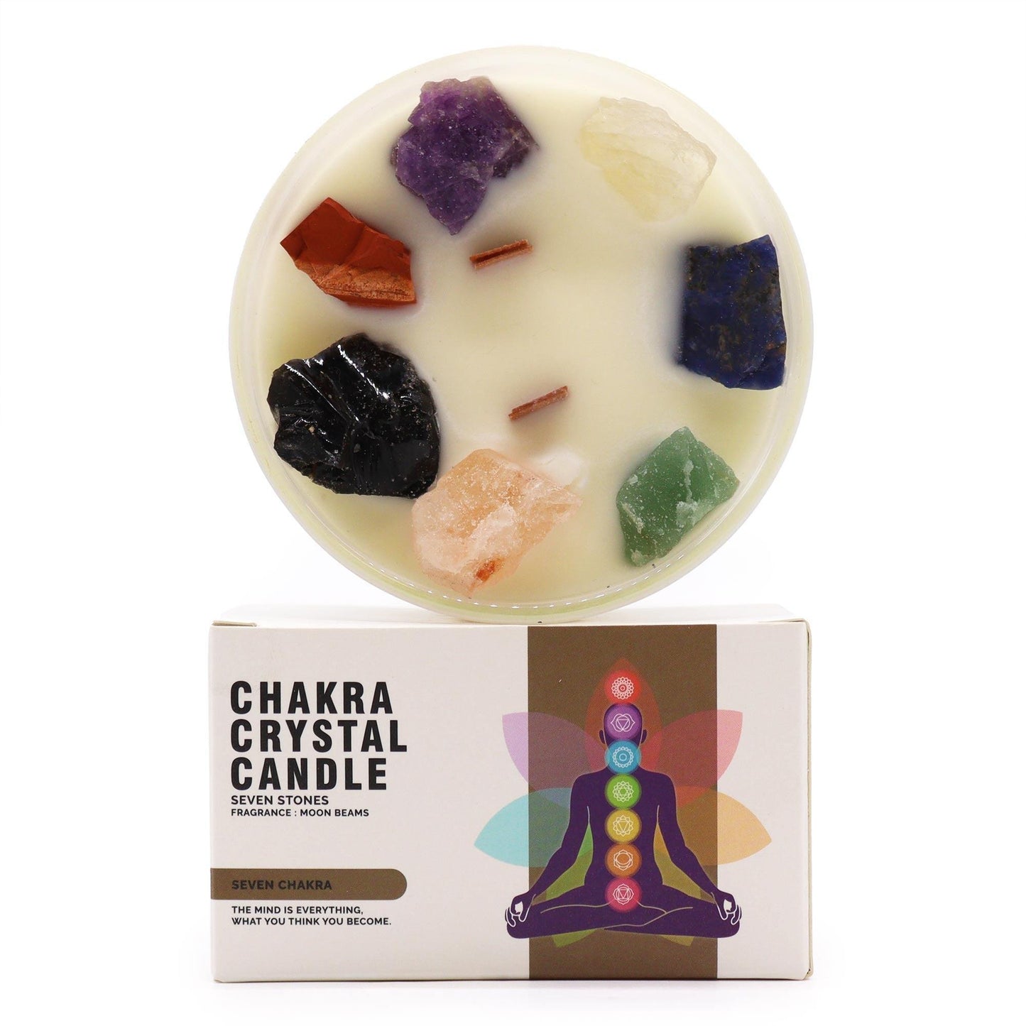 Large Chakra Crystal Candle - Seven Chakras - Crystals By Astraea