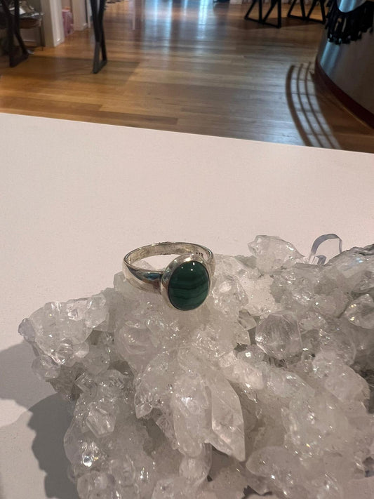 Malachite Ring Size Q Silver - Crystals By Astraea