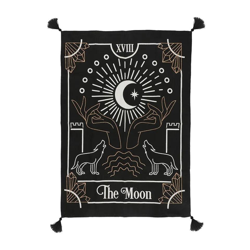 Moon Tarot Wall Tapestry Altar Cloth - Crystals By Astraea