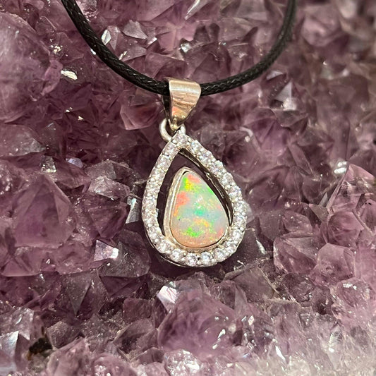 Opal & White Topaz Pendant - Crystals By Astraea