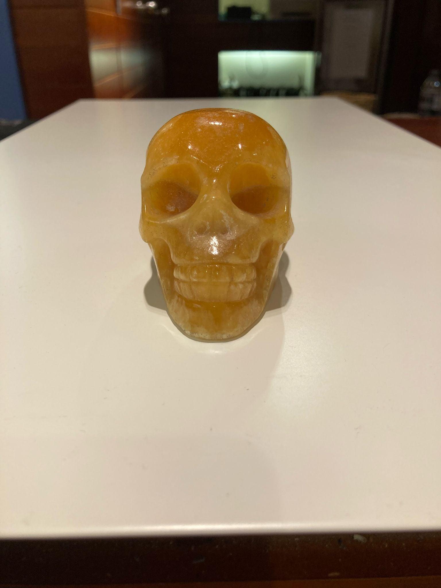 Orange Calcite Skull ( 345g ) - Crystals By Astraea